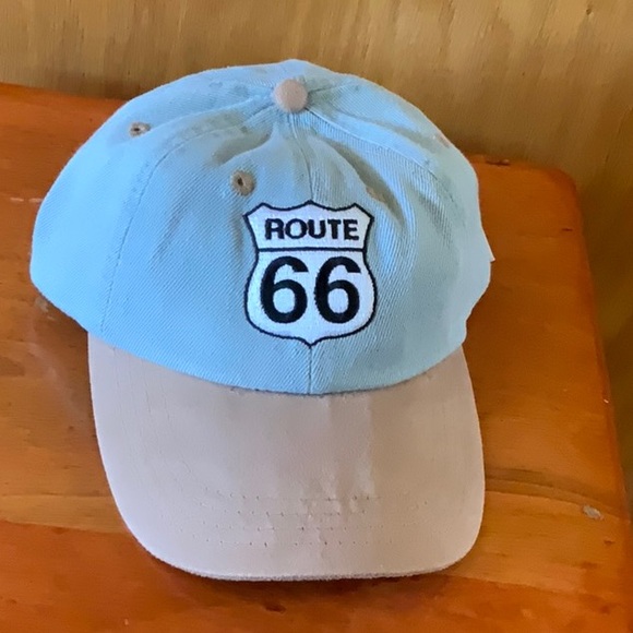 Blue Denim and Tan Suede feel Route 66 Baseball Hat - Picture 1 of 6